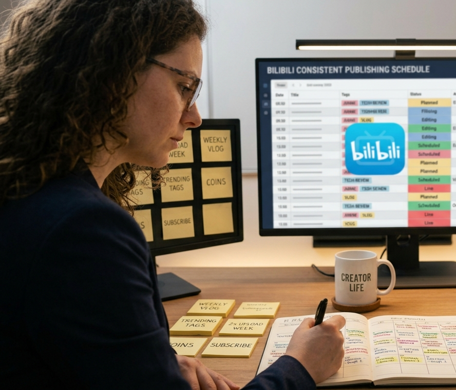 Creator planning a consistent Bilibili publishing schedule